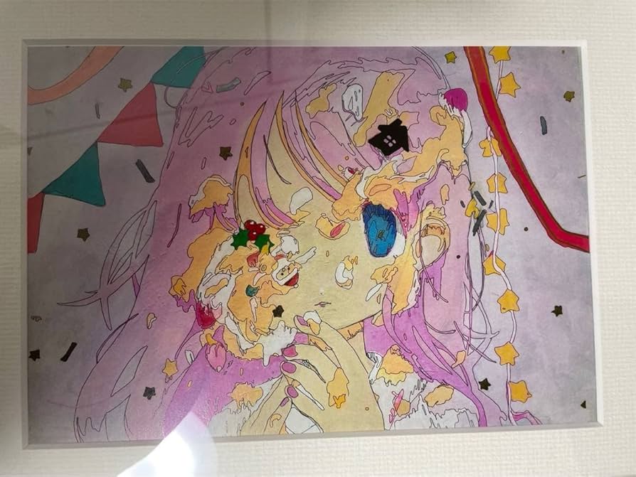 さめほし クリスマスケーキ 版画 ED50 サイン入り 真作