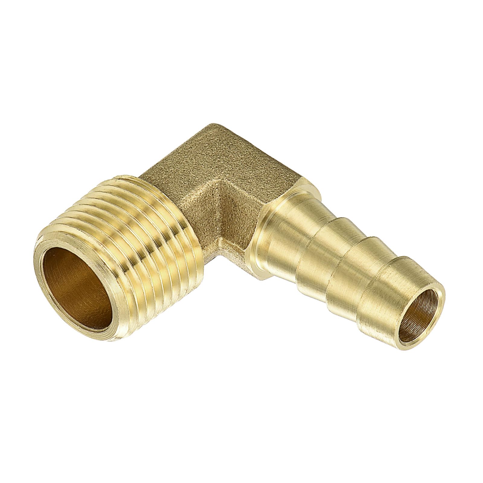 2-Pack 3/8 NPT 90 Degree Brass Elbow Fittings - Barbed Hose Connectors For Fuel, Air & Water Systems