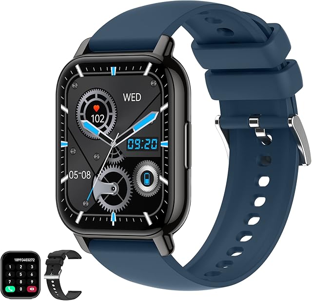 Smart Watch with Call Function, Fitness Tracker with 24/7 Heart Rate, Blood Oxygen, Sleep Monitor, 1.85" Touch Screen Smartwatch, Step Counter Watch for Kids Women Men, Fitness Watch for iOS Android