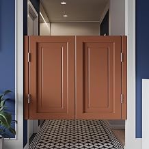 SQMGFA Puertas batientes rústicas de Madera de Pino con bisagras de Metal, Ideales para escaleras de cafeterías, baños, dormitorios y Balcones (Color Nogal, 80 cm)