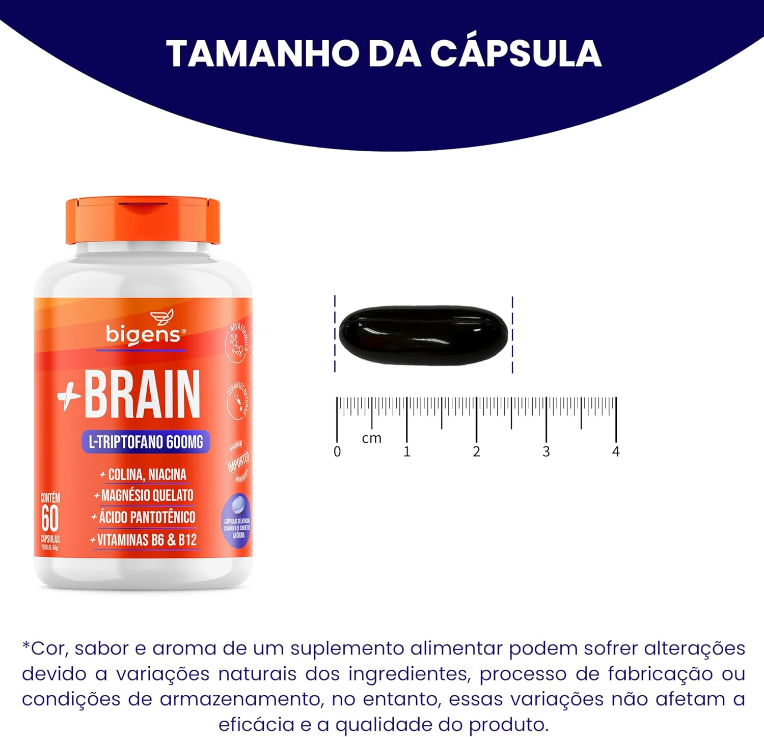 Brain Triptofano 600mg + Colina 60 cápsulas Biogens - Vista 5