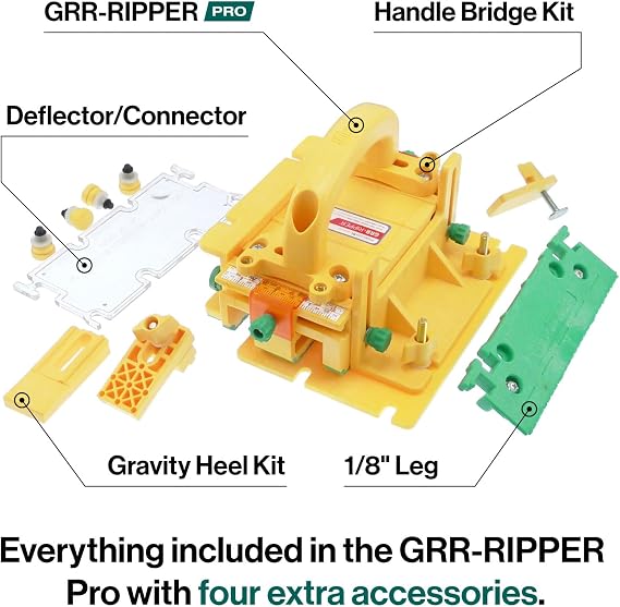 MICROJIG GRR-RIPPER Max & Splitter SteelPro 1/8 Inch Full Kerf Kit Bundle - Ultimate Table Saw Safety, Includes GRR-RIPPER MAX Push Block with Accessories, Kickback Prevention, Improved