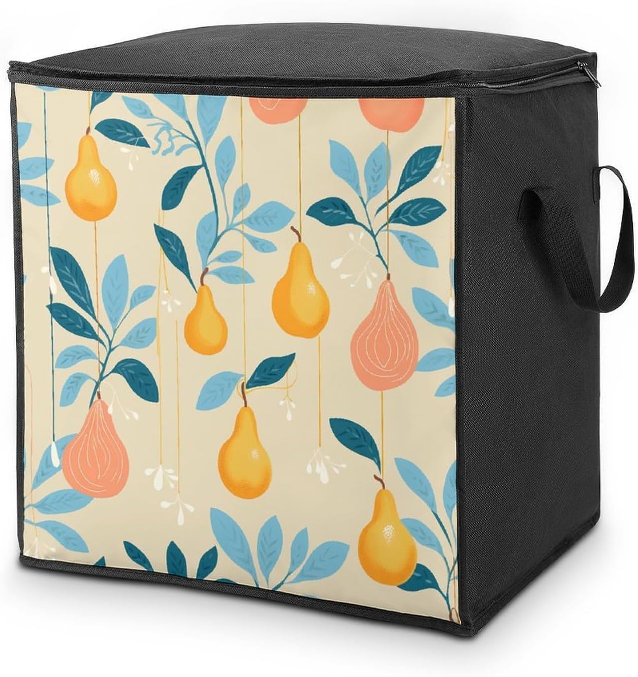 Pears And Leaves Storage Bags Moving Bags Storage Bins | Comforter Storage Bag Reinforced Handles & Zippers Foldable Closet Organizers and Storage for Blanket Pillow Clothes