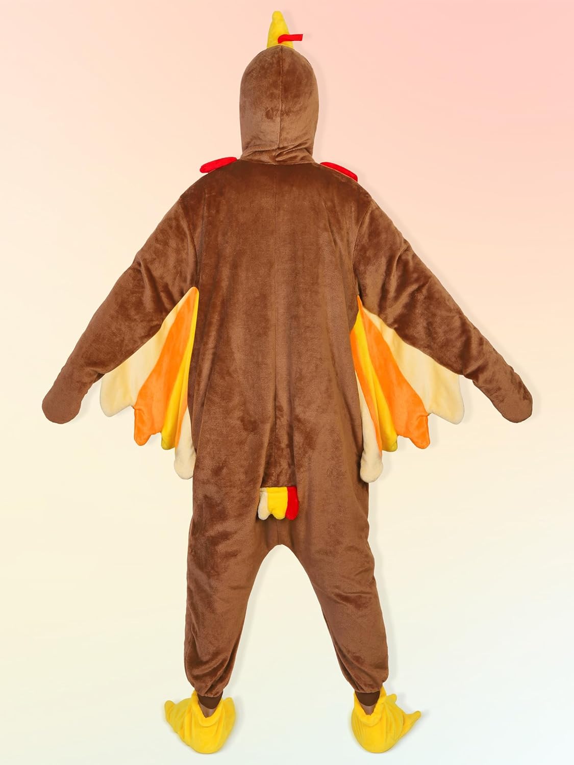 AOTHSO Thanksgiving Turkey Adult Onesie Turkey Plush Bird Onesie Costume with Animal Shoes Cosplay for Women and Men - Image 5