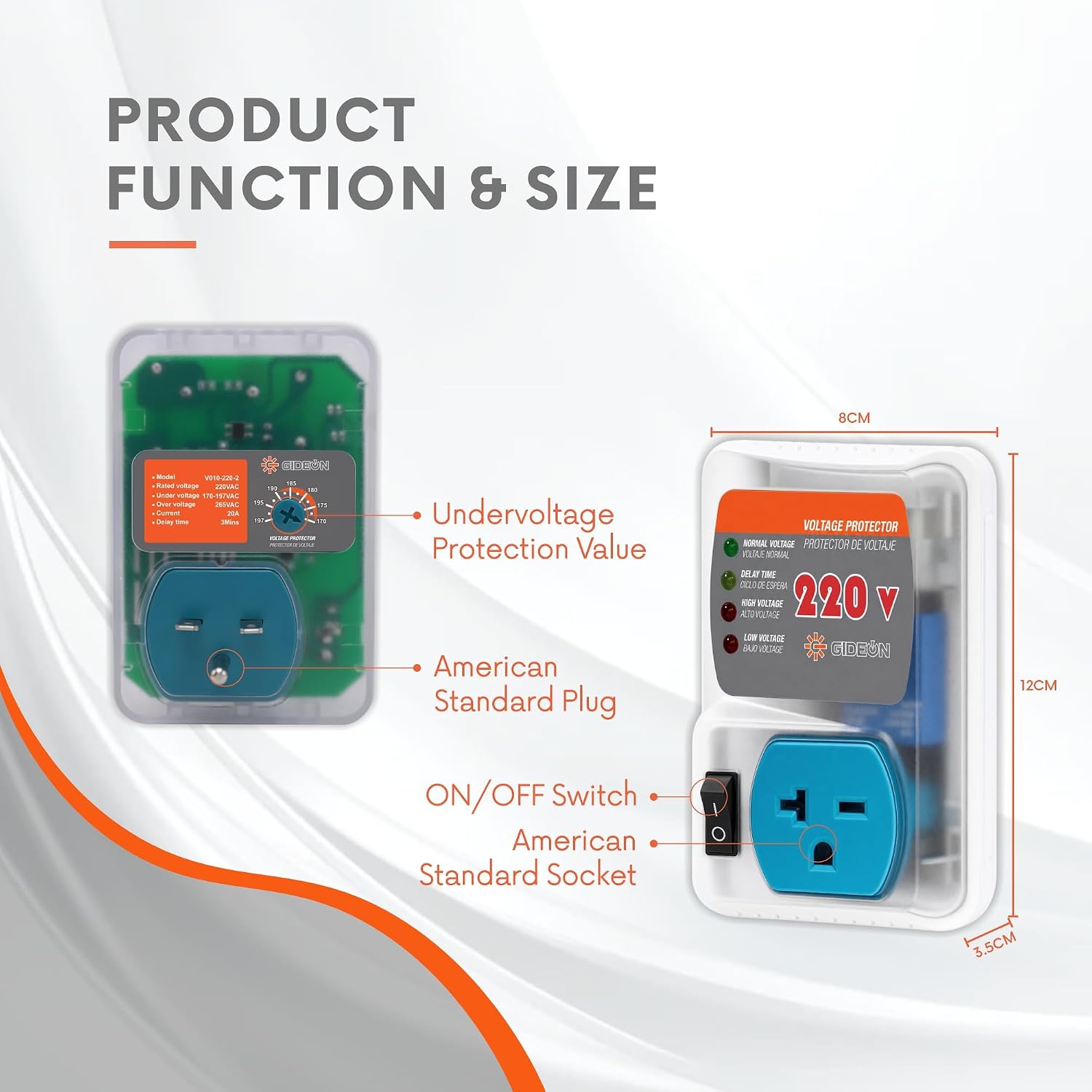 Heavy-Duty 20A 4400W Surge Protector for Appliances, Smart Circuit Plug with Outlet Saver & Power Strip for Refrigerator, Air Conditioner, High-Power Devices, Overload & Voltage Protection 140 Joule 5 71Py
