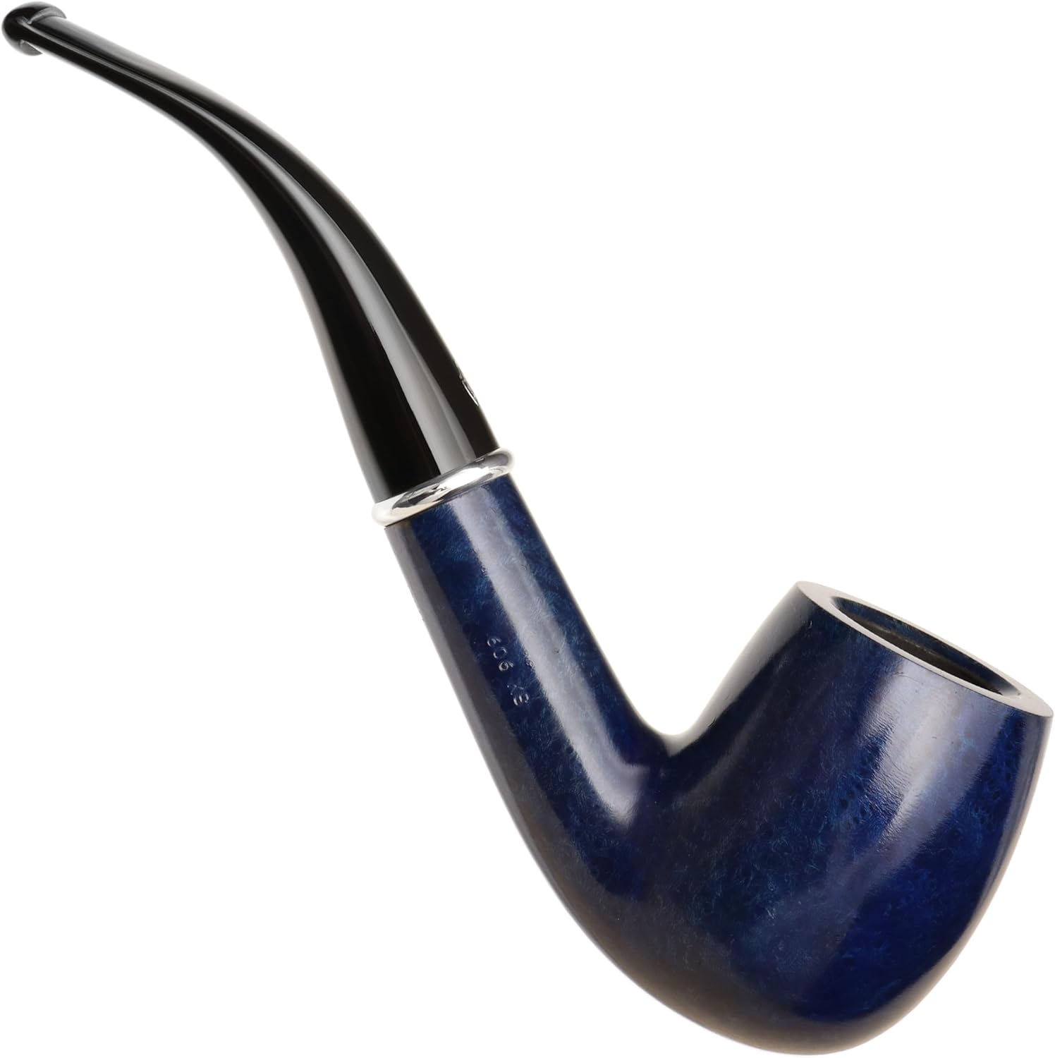 Savinelli Pipes Arcobaleno 606 KS Bent Billiard - Polished & Colorful Handmade Wood Briar Pipe From Italy, 6mm (Blue)