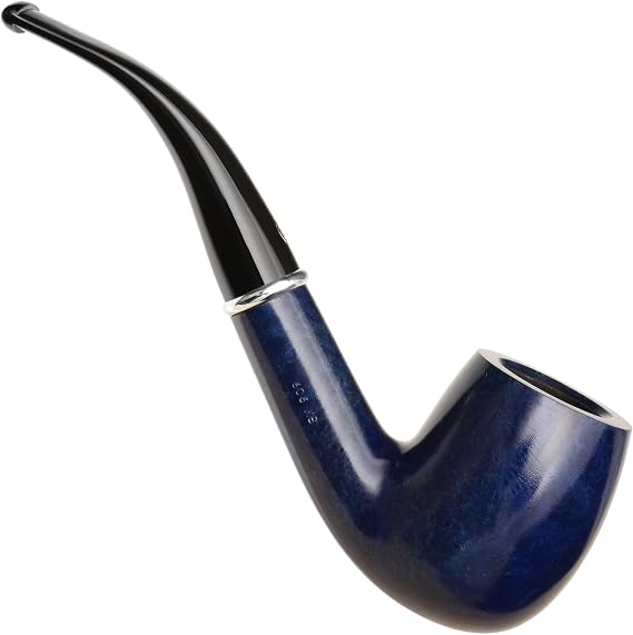 Savinelli Pipes Arcobaleno 606 KS Bent Billiard - Polished & Colorful Handmade Wood Briar Pipe From Italy, 6mm (Blue)
