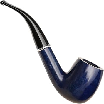 Savinelli Pipes Arcobaleno 606 KS Bent Billiard - Polished & Colorful Handmade Wood Briar Pipe From Italy, 6mm (Blue)