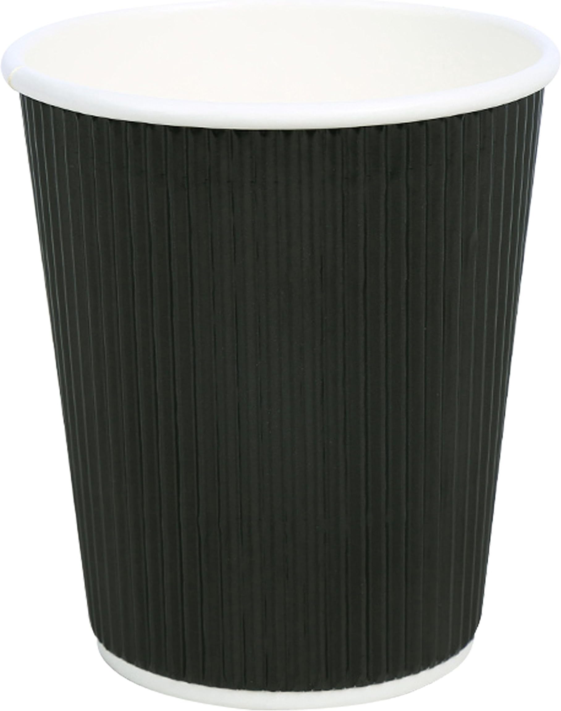 QuaCity Insulated Disposable Ripple Hot & Cold Coffee Paper Cups 8 Oz - Perfect for Hot and Cold Beverages - No Sleeves Needed (25 Count, Black)