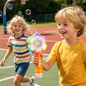 Flower Bubble Machine Handheld Portable Automatic LED Blowing Toy