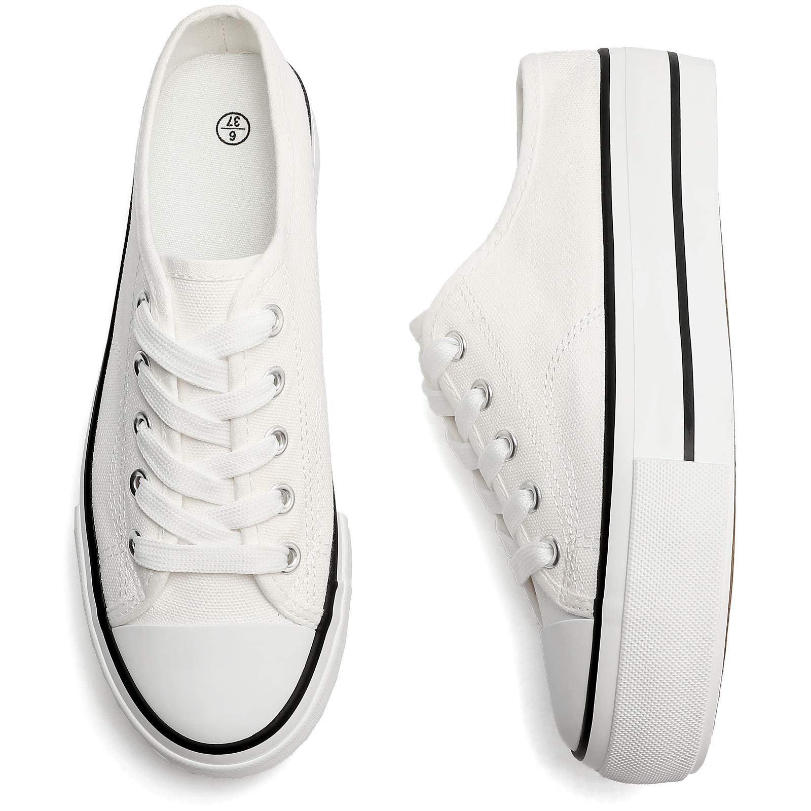 Women’s Platform Sneakers Canvas Slip On Shoes White Low Top Shoes Casual Walking for Women