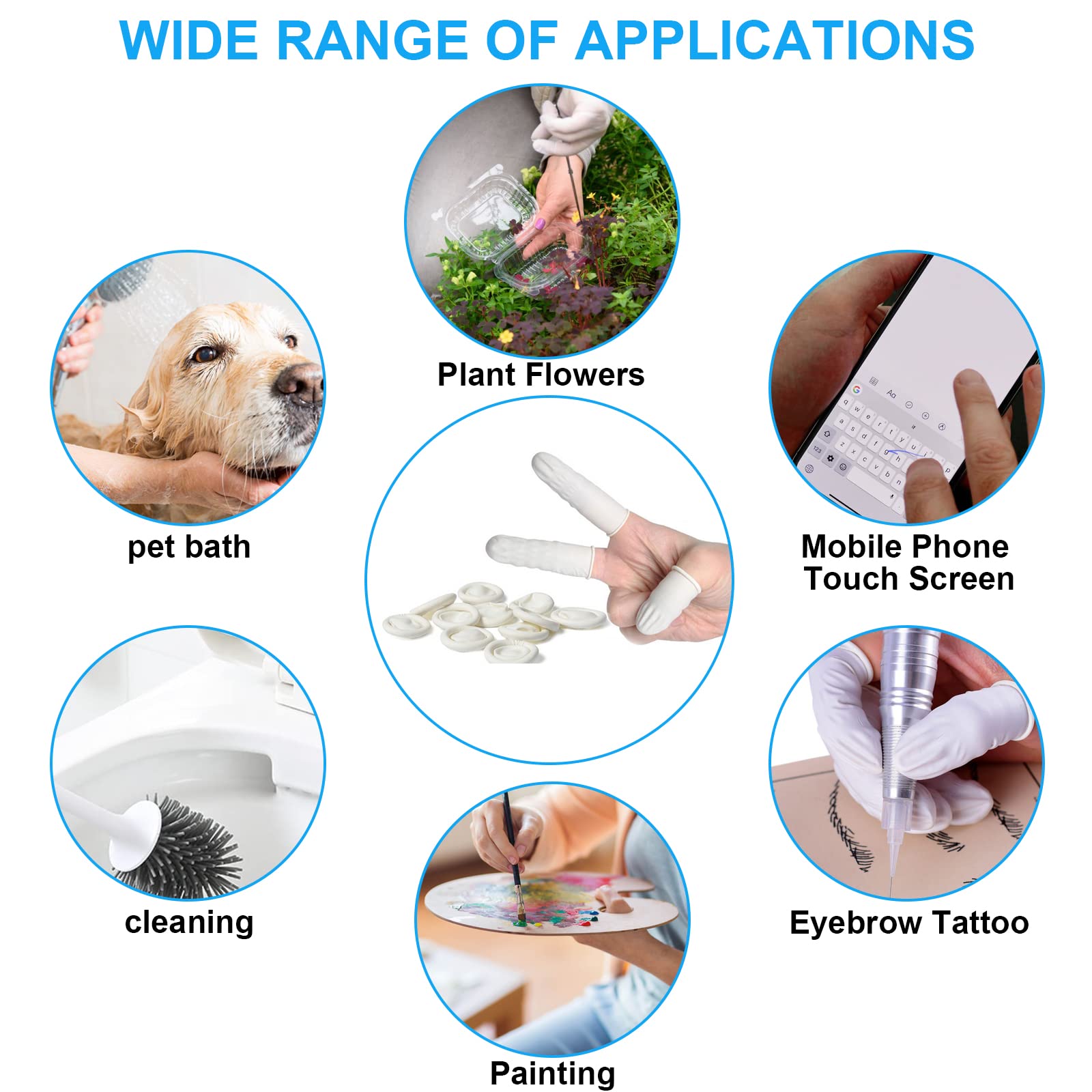 Doigtier Caoutchouc,Doigtier Latex,Doigtier Silicone,Protège Doigtier,Doigtiers en Latex,Doigts en Gel Cots,Doigtiers roulés latex blanc,à usage unique,Anti-Statique,Protection des Doigts,100 PCS