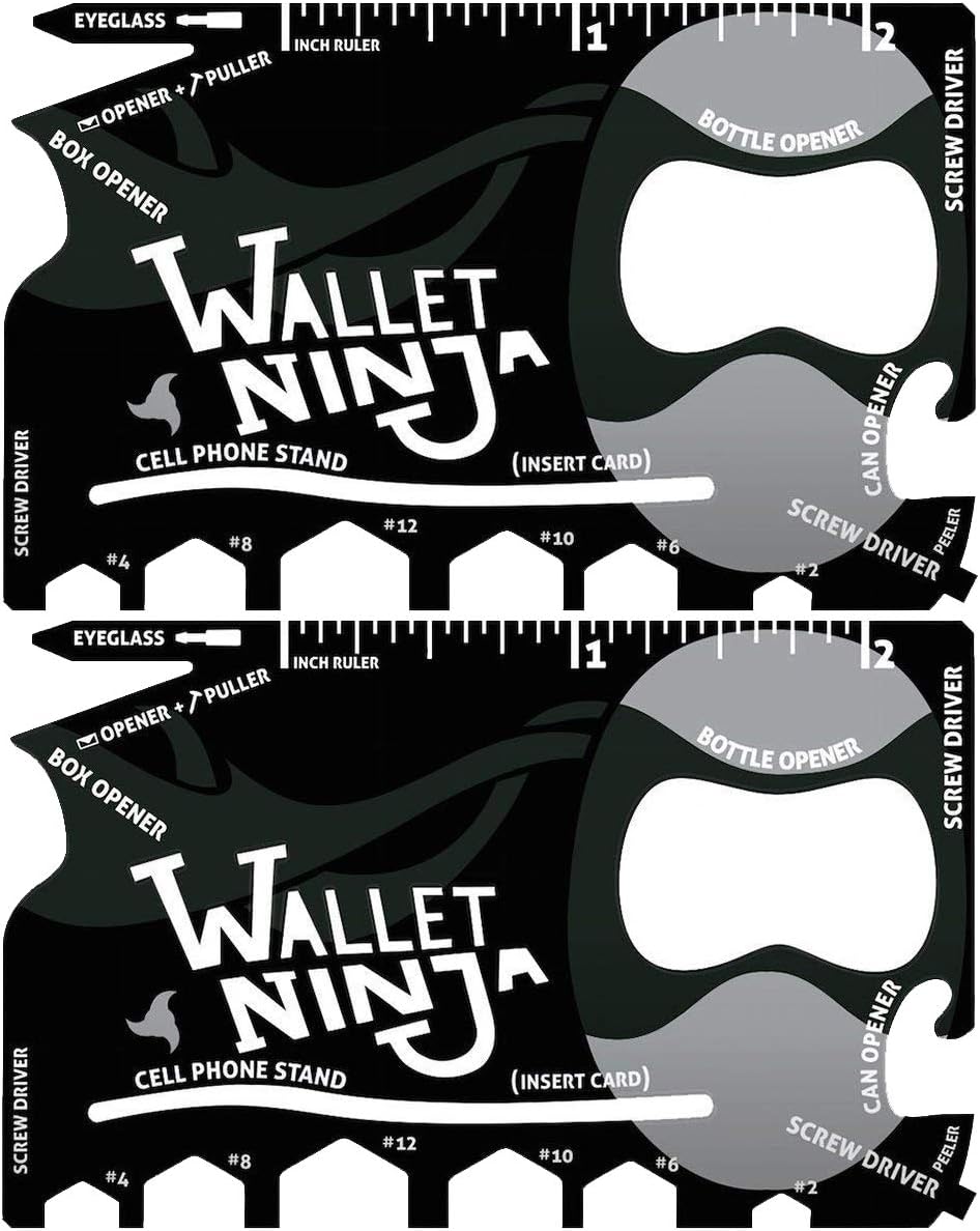 Wallet Ninja 18 in 1 Multi-purpose Credit Card Size Pocket Tool (2-Pack)