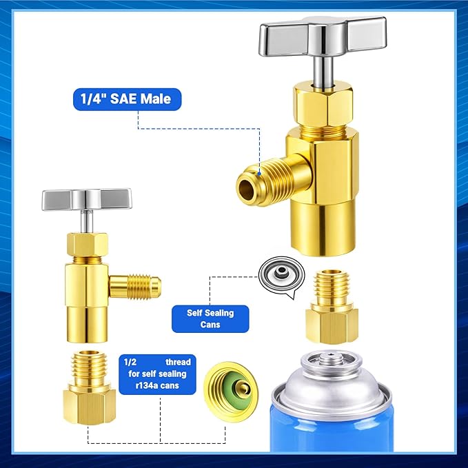 Kit de Manguera de Recarga de Refrigerante R134A con Manómetro Mudder miniatura 5