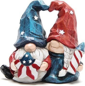 Hodao 2026 USA Semiquincentennial Patriotic Gnome Figurine, Resin 250th Anniversary Independence Day Gnome Decor, 4th of July & Memorial Day Home Shelf Display