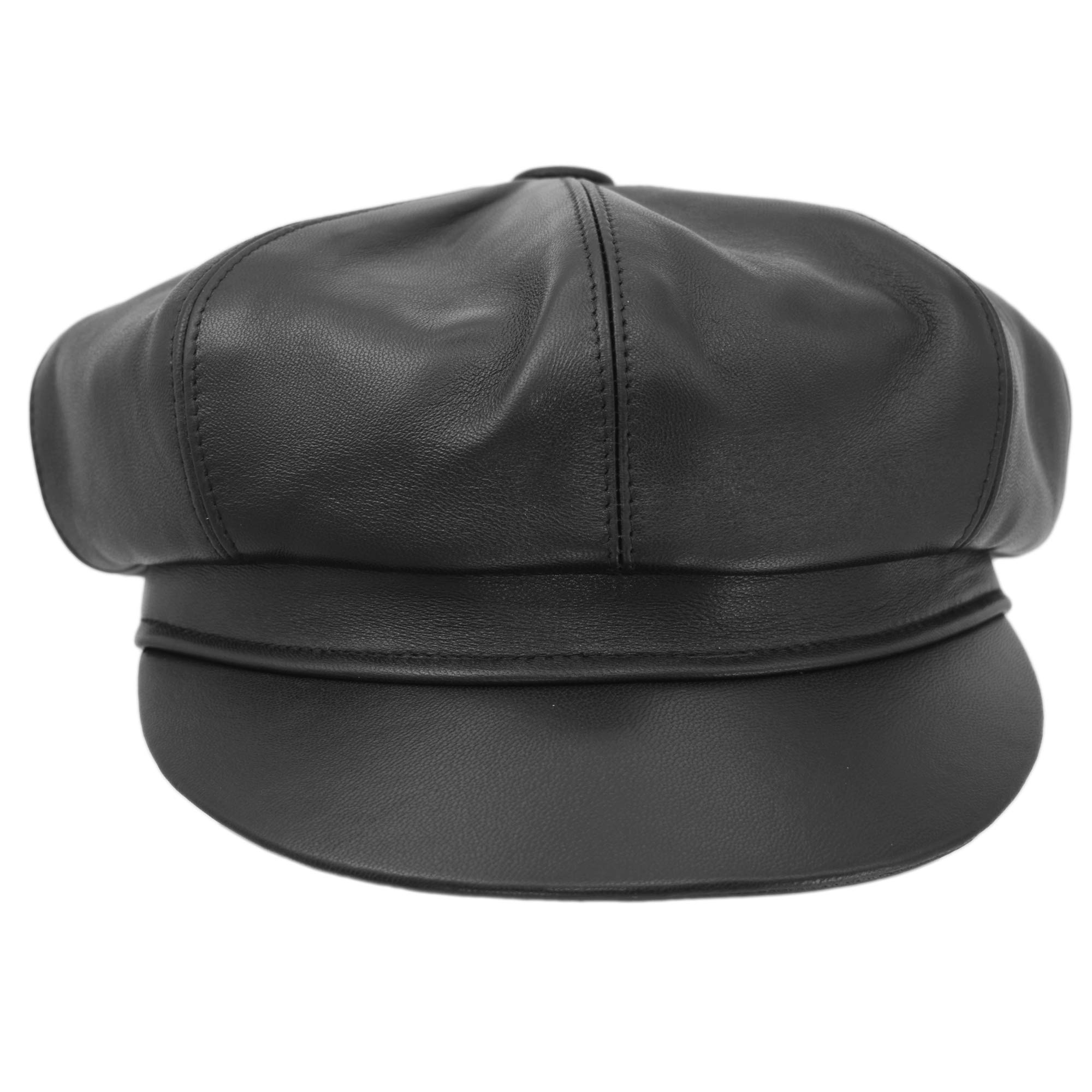 Melegari Berretto Newsboy Biker, Vera Pelle, Berretto Gatsby a 8 Spicchi, Made in Italy, Unisex, Estate/Inverno