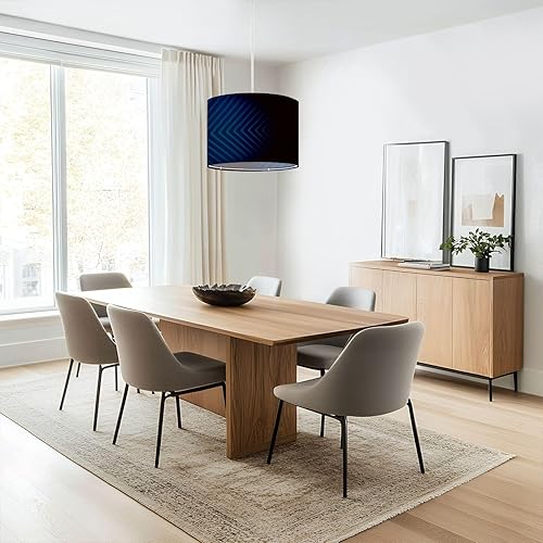 Miniatura 7 de Plug in Pendant Light Blue neon glowing arrows technology abstract Futuristic graphic design Hanging Lamp with Plug in Clear Cord Linen Lampshade