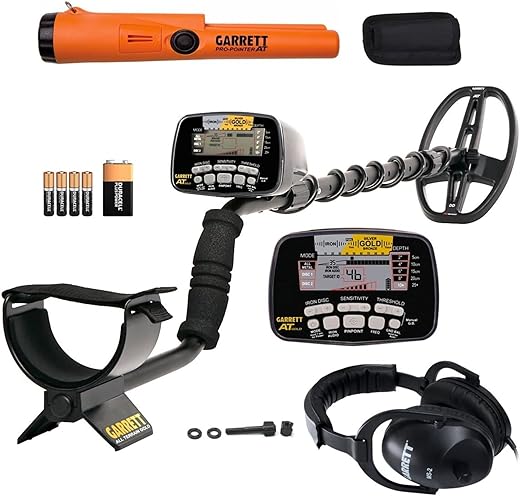 Garrett - A.T. Gold - Made in The USA - Waterproof Gold Metal Detector with Pinpointer and Headphones - All-Terrain Metal Detector with Iron Audio to Identify Junk Iron