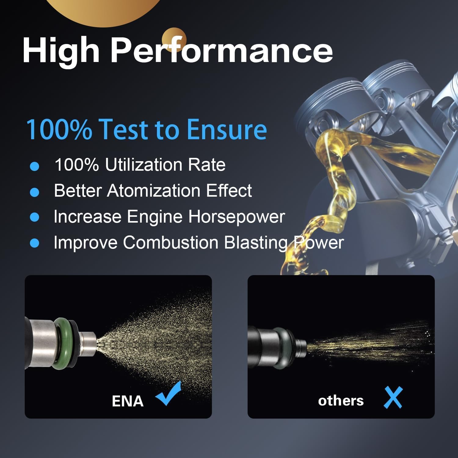 ENA Set of 6 Fuel Injectors for FJ818 0280158055 Automotive Replacement Compatible with Ford 2006-2010 Explorer & Sport Trac, 2005-2010 Mustang, 2005-2011 Ranger, Mercury 2006-2010 Mountaineer V6 4.0L