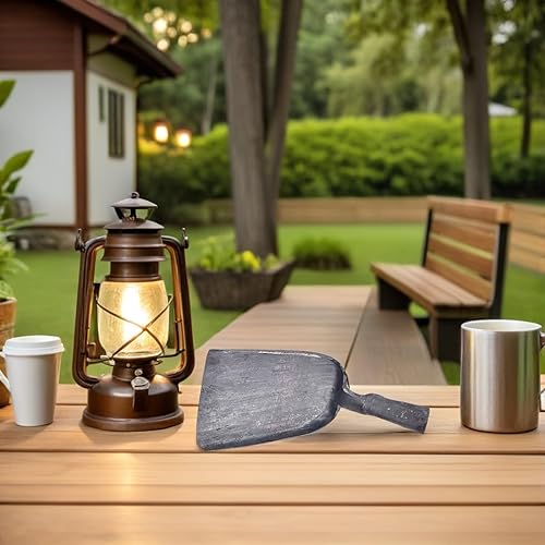 Miniatura 5 de Veemoon Pala de ceniza de acero para chimenea, pala de carbón para barbacoa, pala de carbón pequeña y compacta, pala de limpieza plana para cocina,