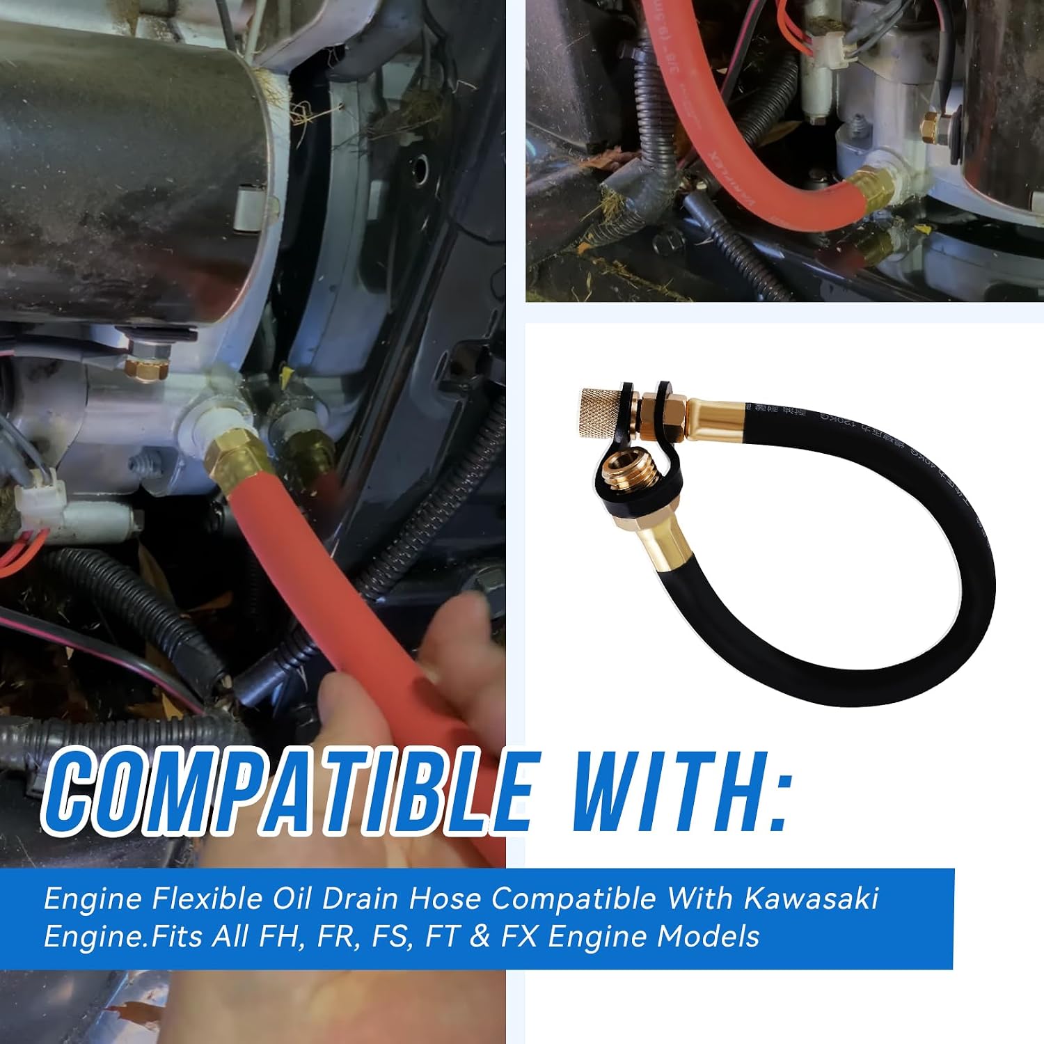 510440902 Engine Flexible Oil Drain Hose Compatible With Kawasaki Engine(Replace # 510440902),Length: 16”;Width: 3/4"