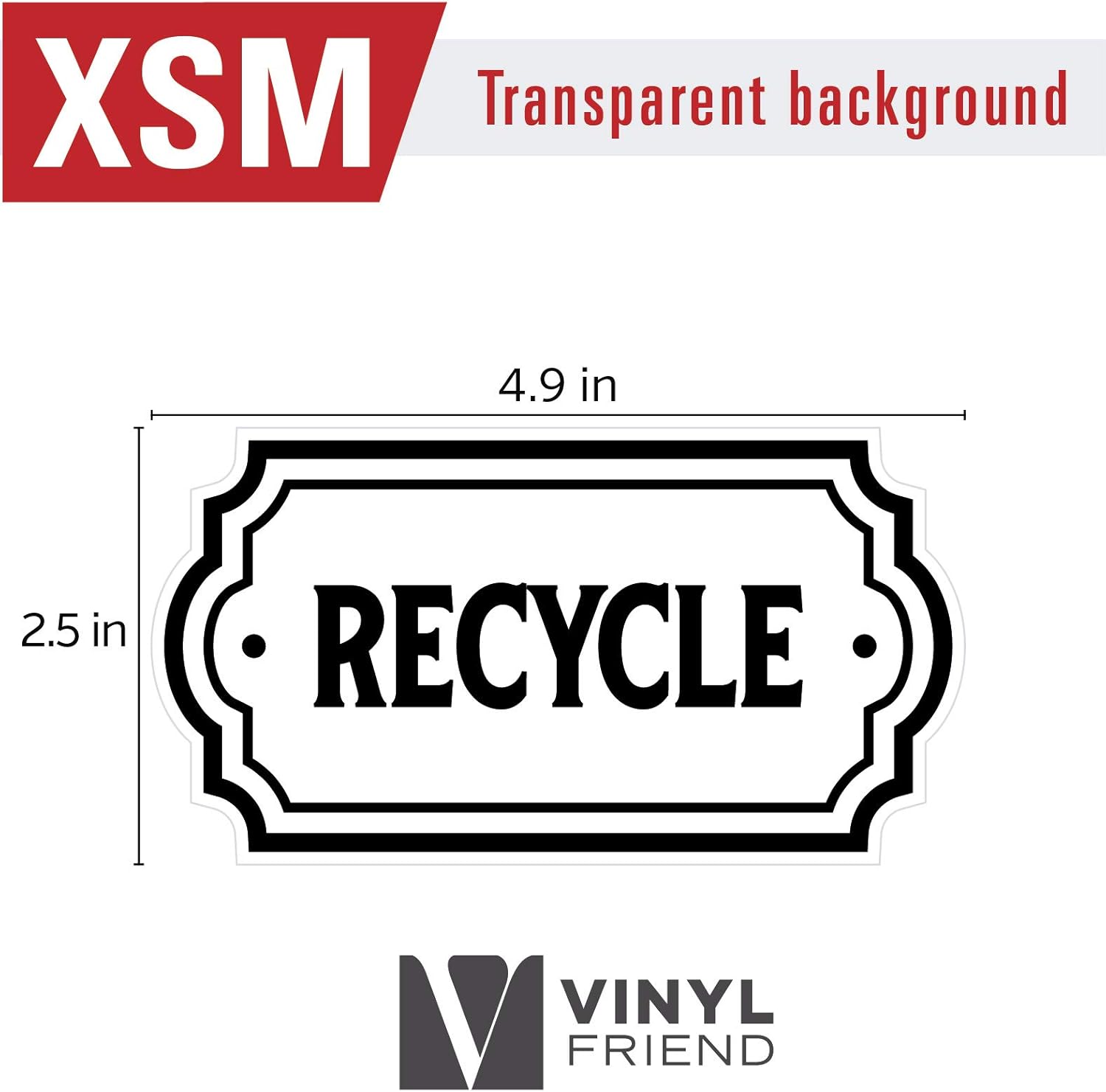 Recycle and Trash Logo Symbol - Elegant Golden Look for Trash Cans, Containers, and Walls - Laminated Vinyl Decal (XSmall, Silver - Magnetic) - - 