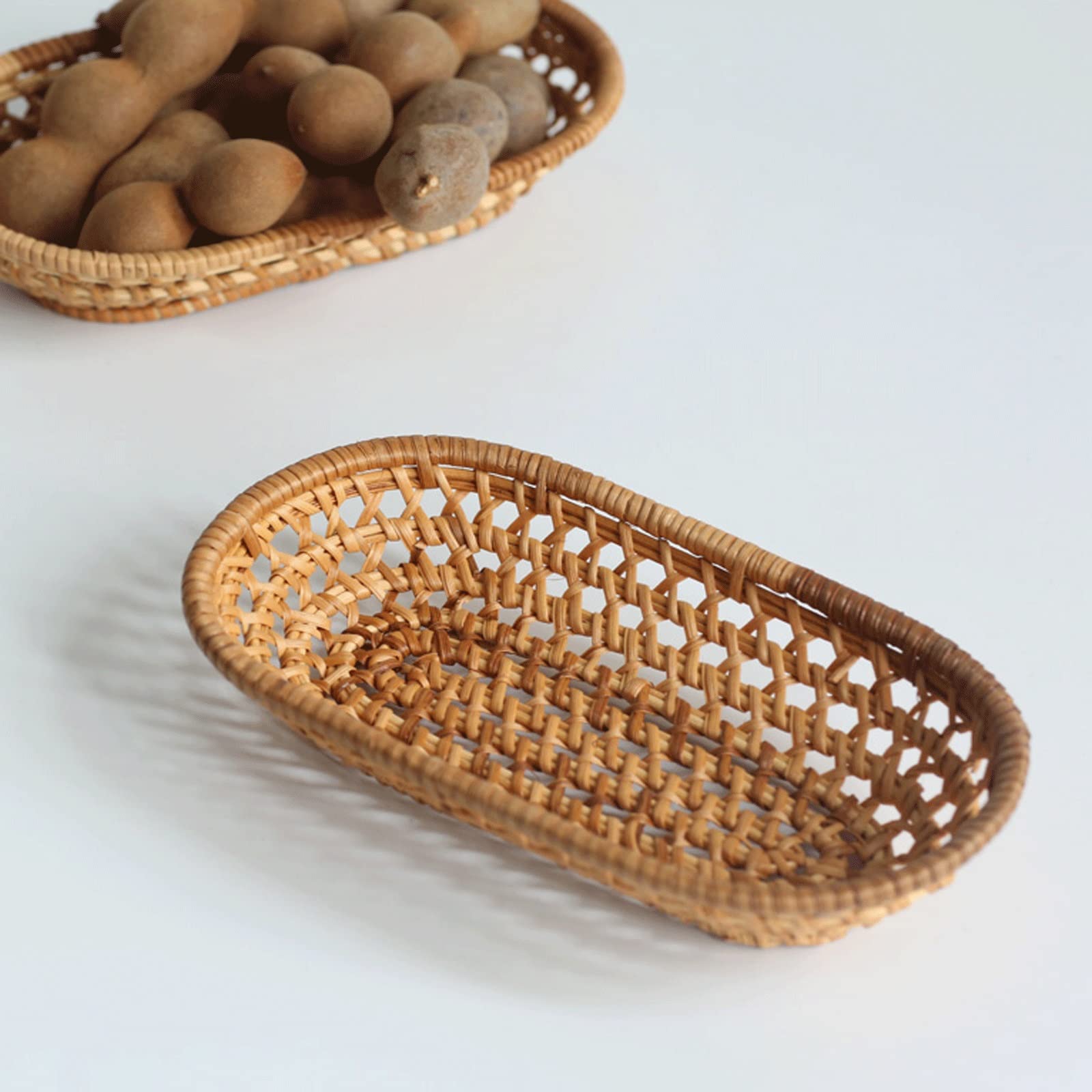 UNNS Bandeja Decorativa Bandeja Trenzada Oval Mano Trenzado Bandeja Sirviendo Tray Tabla de café Bandeja Desayuno Comida rápida Aperitivo Serving Party Bandeja Bandejas para Servir