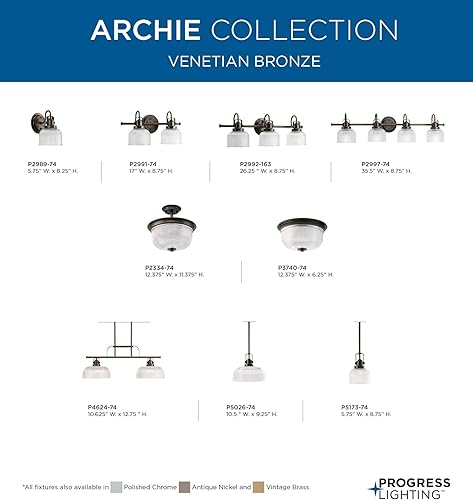 Miniatura 13 de Archie Collection - Lámpara de tocador para baño con 4 luces y cristal transparente de doble prisma, acabado en bronce veneciano