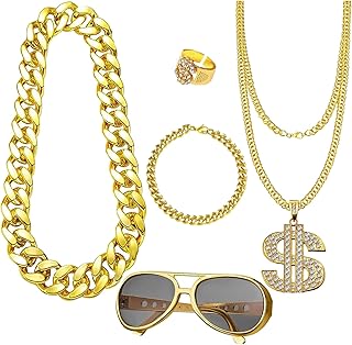 Plusupon Hip Hop Costume Set, 80s 90s Fancy Dress Rapper Hip