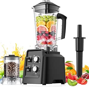 6-Blade 1800W Professional Blender with Grinder, 68oz & 20oz Jars, Self-Cleaning