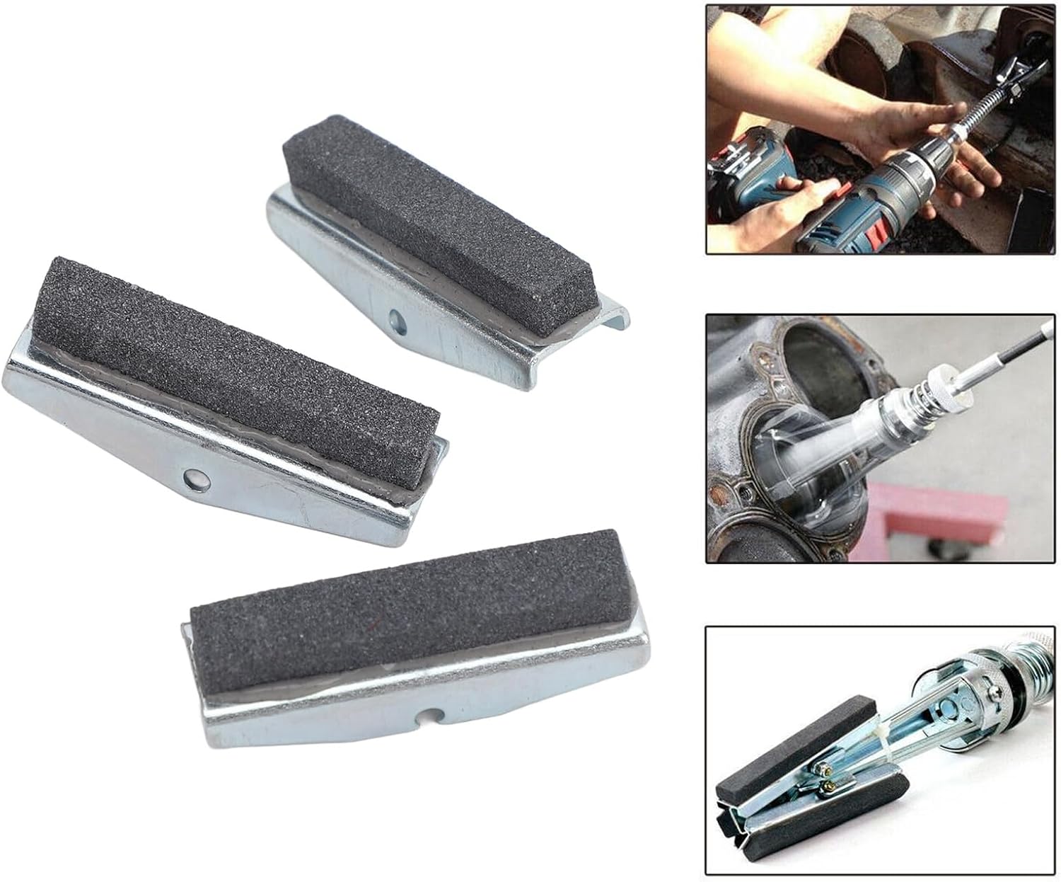 FOSA Engine Cylinder Hone Stones, Engine Honing Tool with 3 Jaw Stone Mounts, for Cylinder Honing Tasks (1‑1/8 inch)
