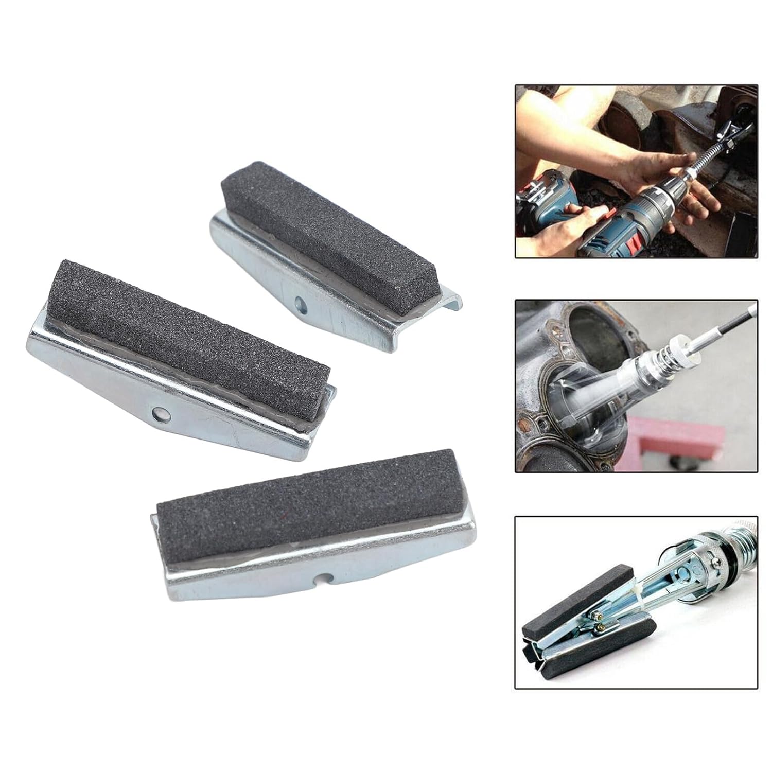 3PCS Engine Cylinder Stones, Portable Long Lasting Use 3 Jaw Cylinder Hone Stones, Cylinder Hone Stones for Cleaning and Polishing Brake Cylinders (1‑1/8 inch)