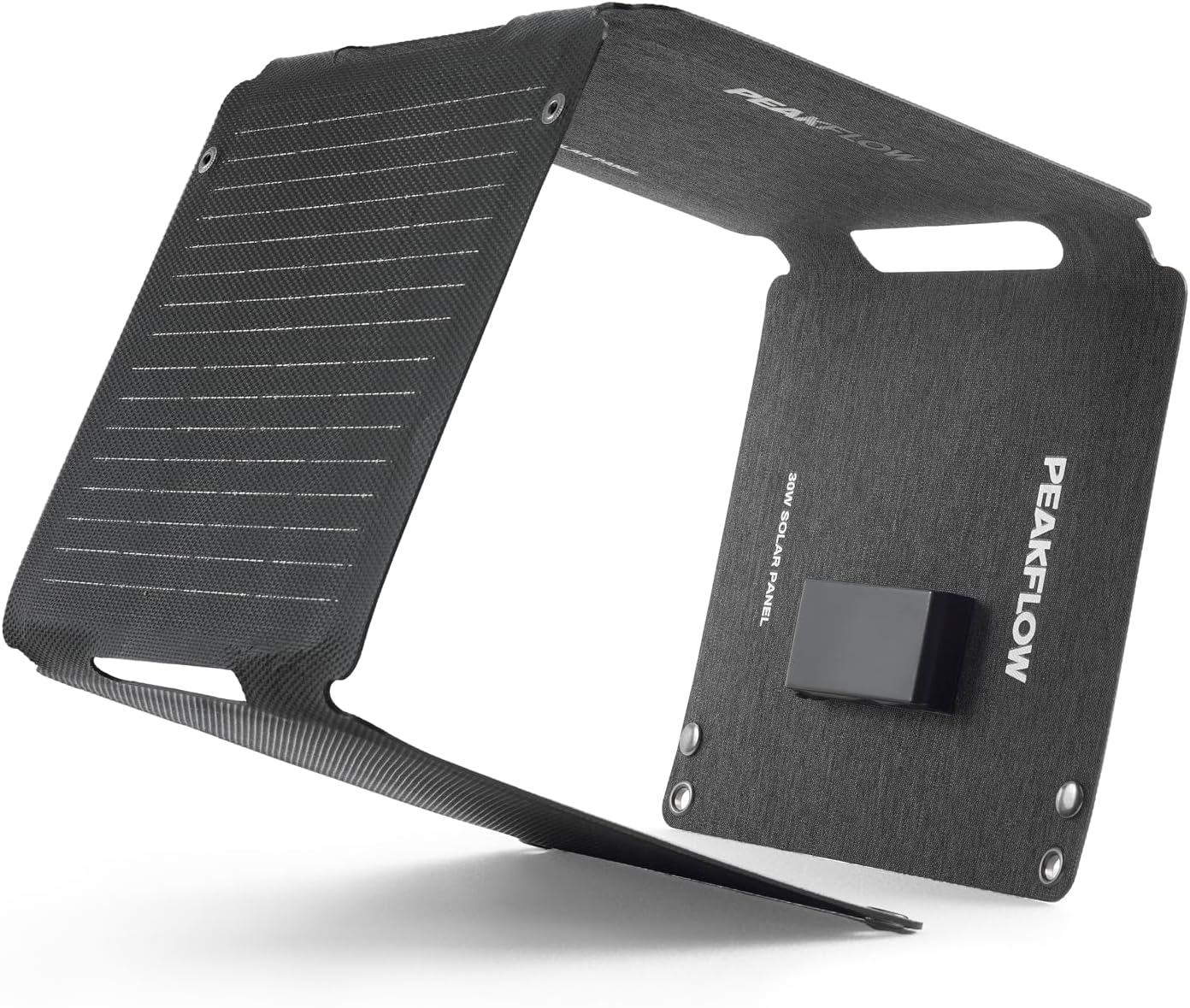 PEAKFLOW 30W Solar Panel,Foldable Portable Solar Panel,25.4% High-Efficiency, USB-A and 2 USB-C Ports, Folding IP 68 Waterproof Solar Panels with Carabiners for Camping