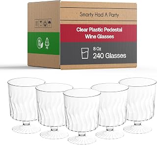 Smarty Had A Party Plastic 240 Party Cups, Clear 8 oz Wine Glasses, Perfect for Outdoor Parties, Weddings, Picnics, Disposable Wine Glasses