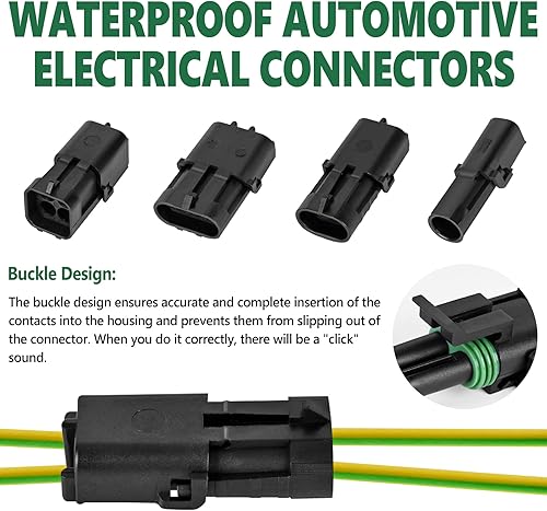 Vista 25 de Kikerike 286 piezas 25 kits de conectores eléctricos automotrices impermeables 2 pines macho y hembra 22-14AWG arnés de cables conector de bujía Kit