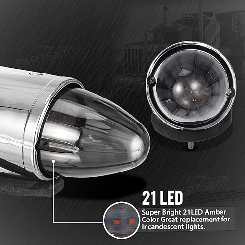 Miniatura 5 de Partsam 5 luces LED de 21 luces LED de humo para cabina de techo para correr, cromadas superbrillantes, resistentes luces de repuesto para camiones