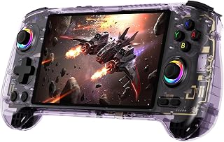 ANBERNIC RG557 Consola de juegos portátil, Android 14 Gaming Handheld con procesador Dimensity 8300, 12 GB de RAM, pantalla AMOLED de 5,48 pulgadas, WiFi 6E, Bluetooth 5.3, Hall Joystick Retro Gaming Device Púrpura