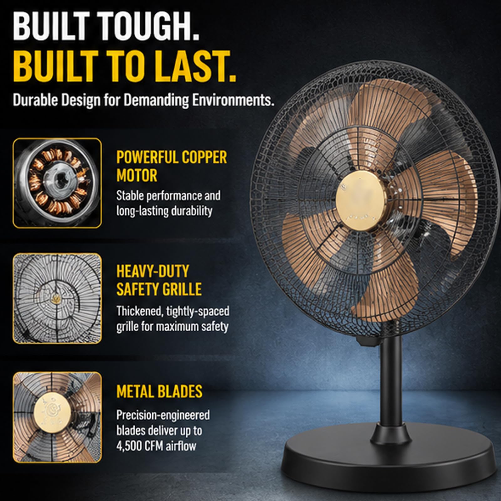 Ventilatore da pavimento industriale ad alta velocità da 18 pollici | Ventilatore oscillante/5 velocità, ventilatore a piedistallo in metallo ad alta velocità per scantinati, magazzini(Stand)