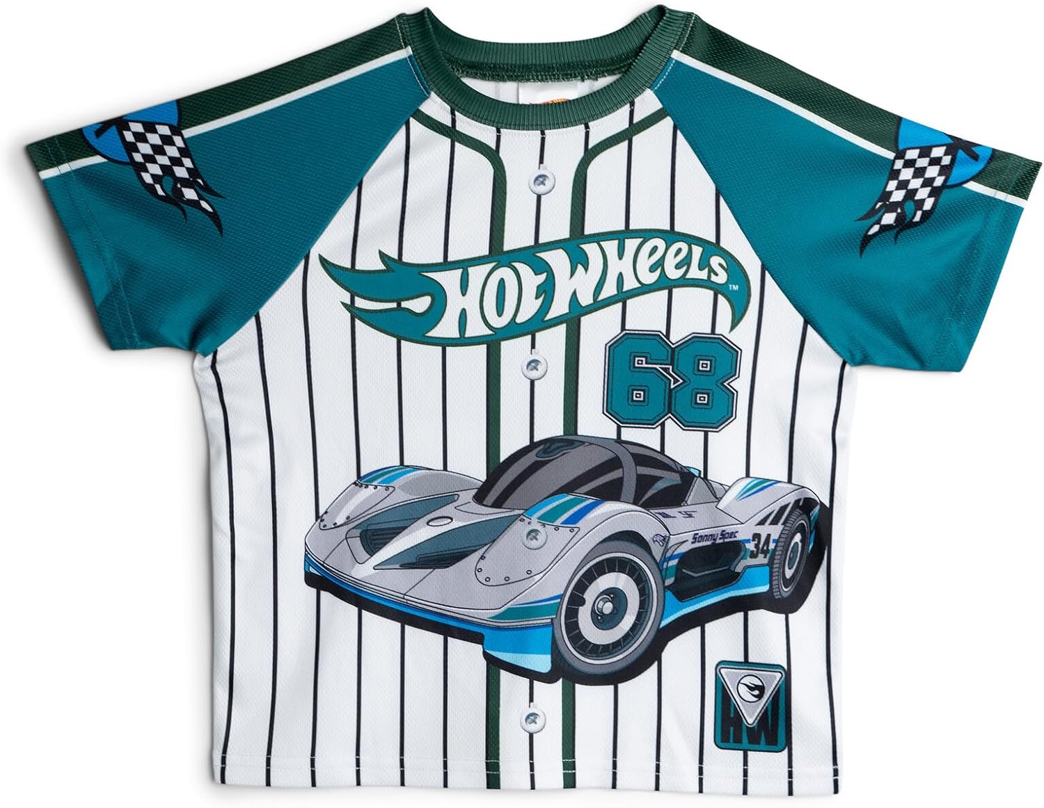 Hot Wheels Athletic Mesh Baseball Jersey T-Shirt and Shorts Outfit Set Toddler to Big Kid Sizes (2T - 10-12) - Image 2