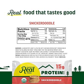 Kate's Real Food Organic Protein Bars Snickerdoodle (2.2 oz, Pack of 12)