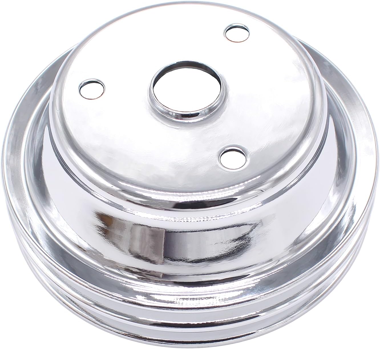 1 Pcs Polished Steel Crankshaft Pulley Double-Groove LWP Long Water Pump Compatible with Small Block Chevy SBC 262 265 267 283 302 305 307 327 350 400