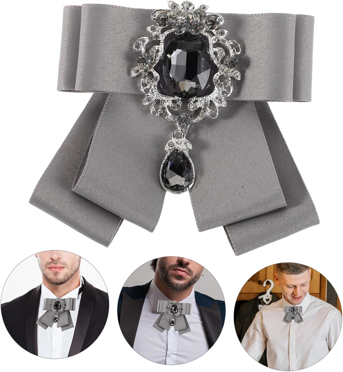 Men's Collar Brooch Vintage Accessories Clip on Bow Tie Women Brooches Lapel Tie Corsage Pre-tied Bow