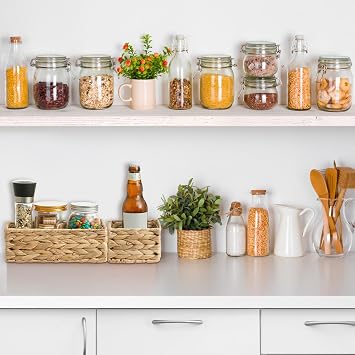 Funnymoom 4 Set Wicker Storage Baskets, Woven Hyacinth Baskets for Shelves