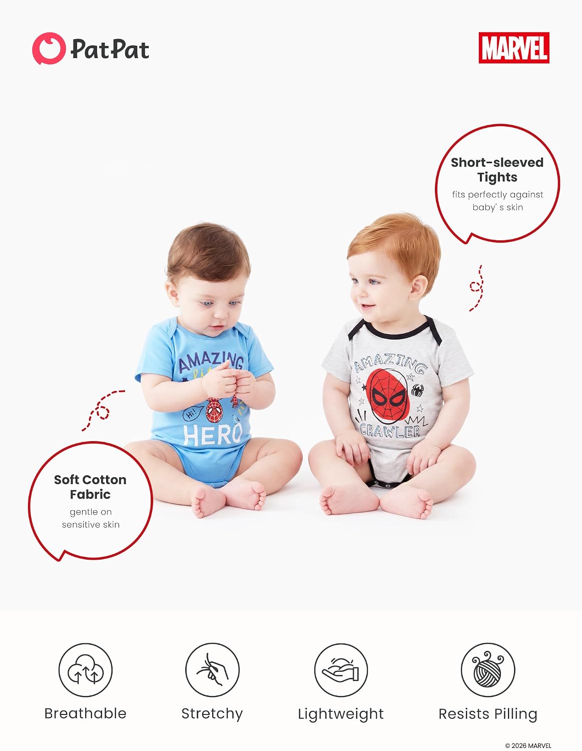 Disney Marvel Cars Toy Story Baby Clothes, 5 Pack Short-Sleeve Bodysuits, Newborn to Infant Outfits Costumes, 0-18 Months