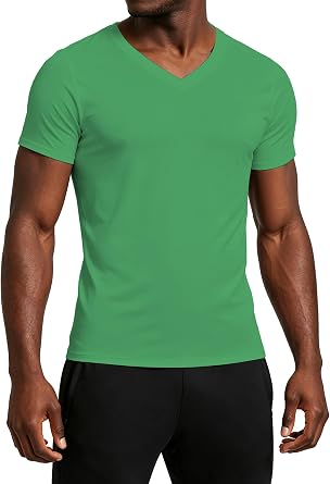 Compression Shirt Men V Neck Short Sleeve Workout Shirts Athletic Gym Undershirts Active Sports Base Layer Running Tops