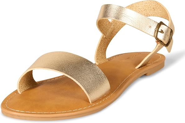 Amazon Essentials Womens Two Strap Buckle Sandal with Adjustable Ankle Strap