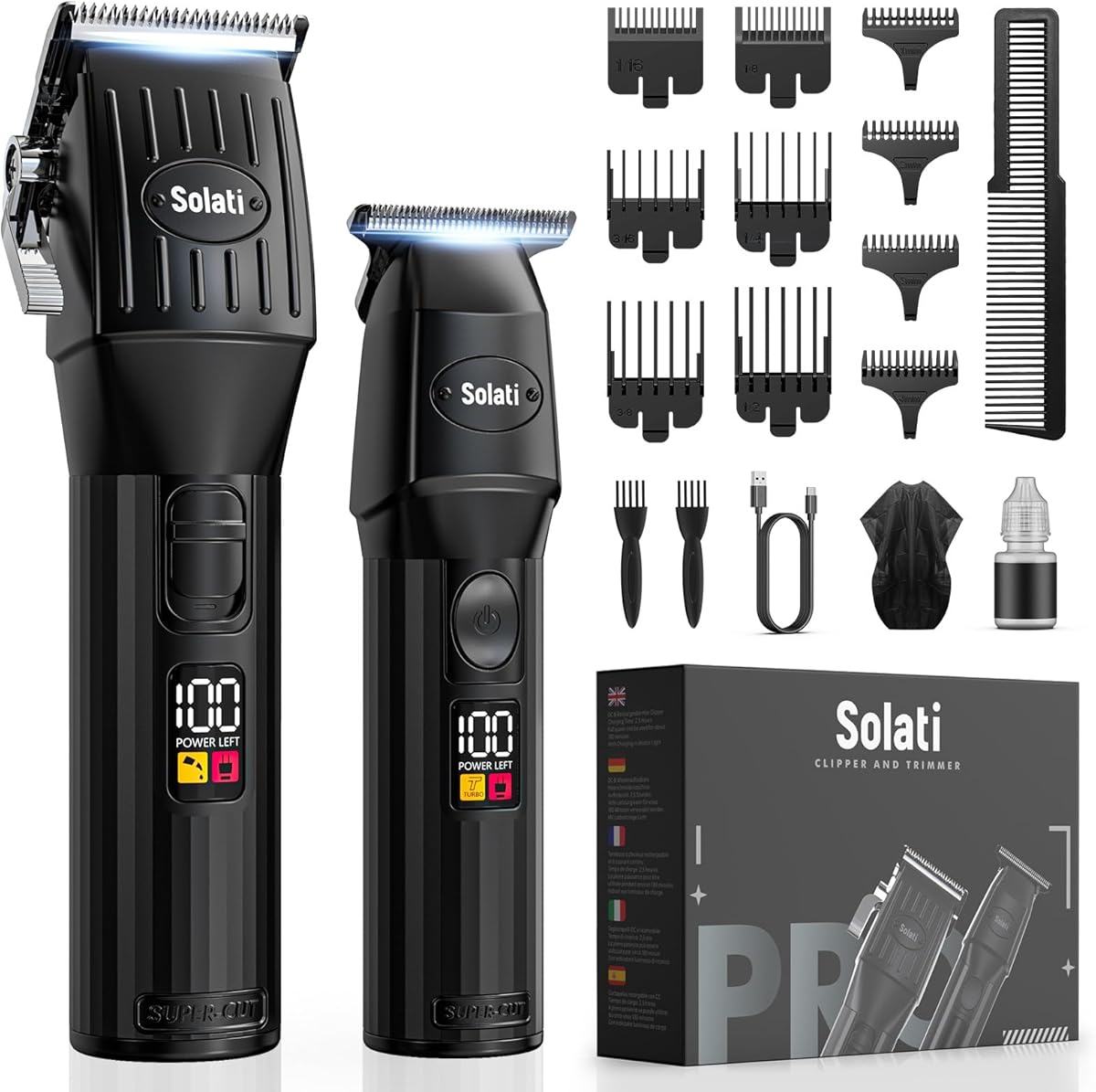 Professional Hair Clippers for Men Cordless Trimmers Kit with LED Display Beard Trimmer for Kid Cordless Beards Trimmer Haircut Grooming Kit Gift for Men Women Barber Kids (Black)