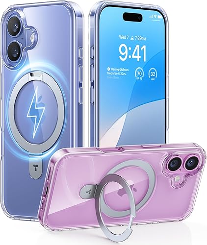 Vista 75 de TORRAS Funda magnética Ostand para iPhone 14 Pro Max [prueba de caídas de grado militar y compatible con MagSafe y soporte integrado] translúcida D