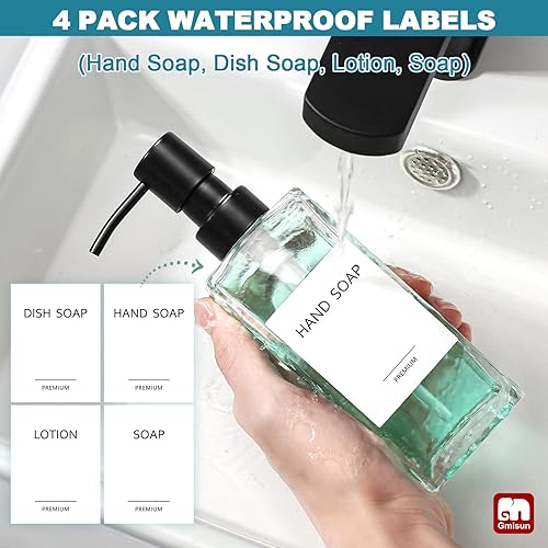 Miniatura 4 de GMISUN Dispensador de jabón de vidrio con bomba de acero inoxidable, dispensador de jabón de manos transparente para baño, dispensador de jabón de