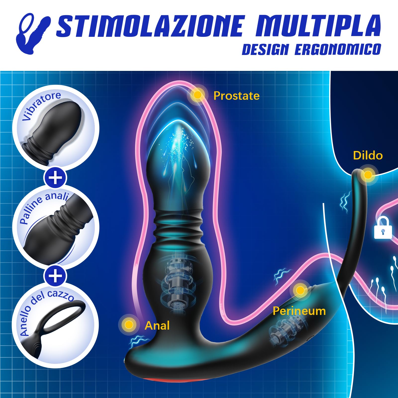 Prostata Vibratore Anale Plug Analesex con Anello per Pene, 3 in1 AI-Chat Anal Plug Vibratore per Uomo Sex Toys, Anello Vibrante per il pene con 7 Modalità, Sex Toys Uomo Plug Anale Vibrante